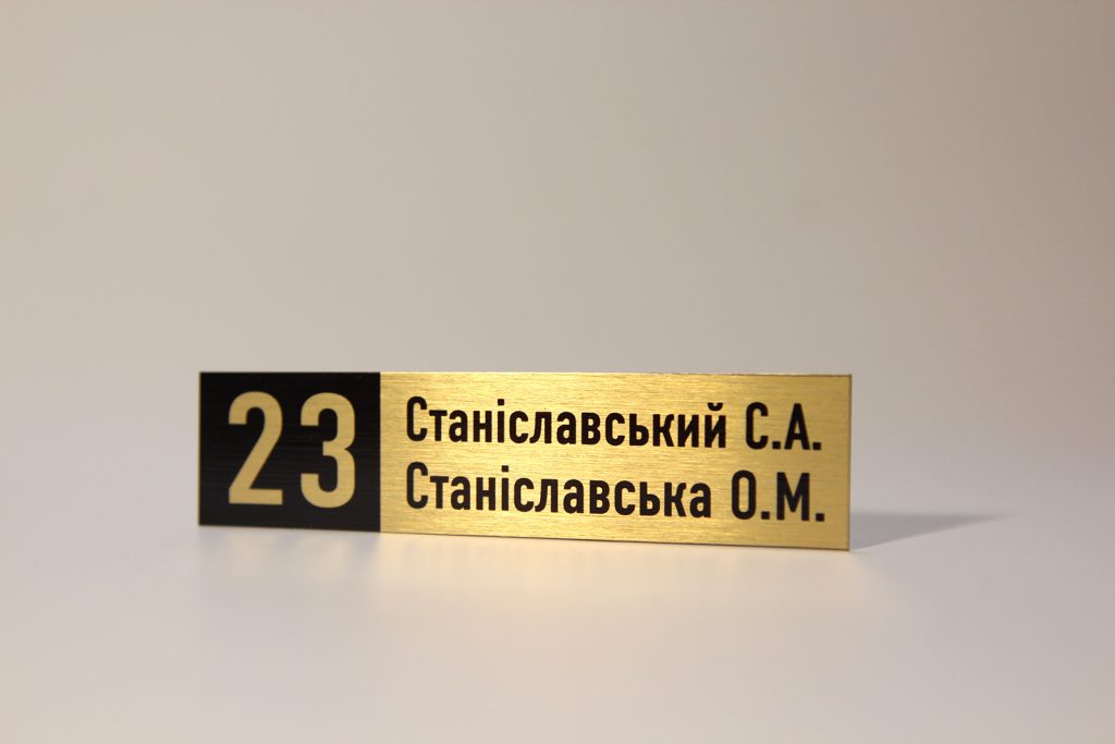 Металева табличка на двері